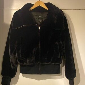 Forever 21 black faux velvet jacket